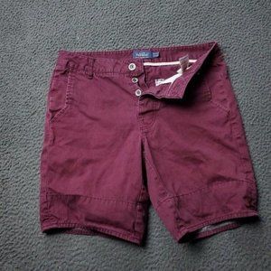 TOPMAN Cotton Button Fly Shorts Burgundy Purple Mens 30 x9